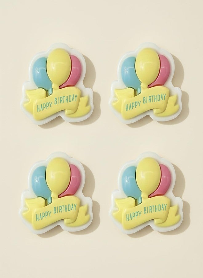 Ascension Cute “Happy Birthday” Resin Cake Topper - Mini Decorative Figurine with Balloons & Happy Birthday Ribbon | Adorable Birthday Cake Decoration for Kids, Party Supplies & Gift Use (Pack of 4) - Image 2
